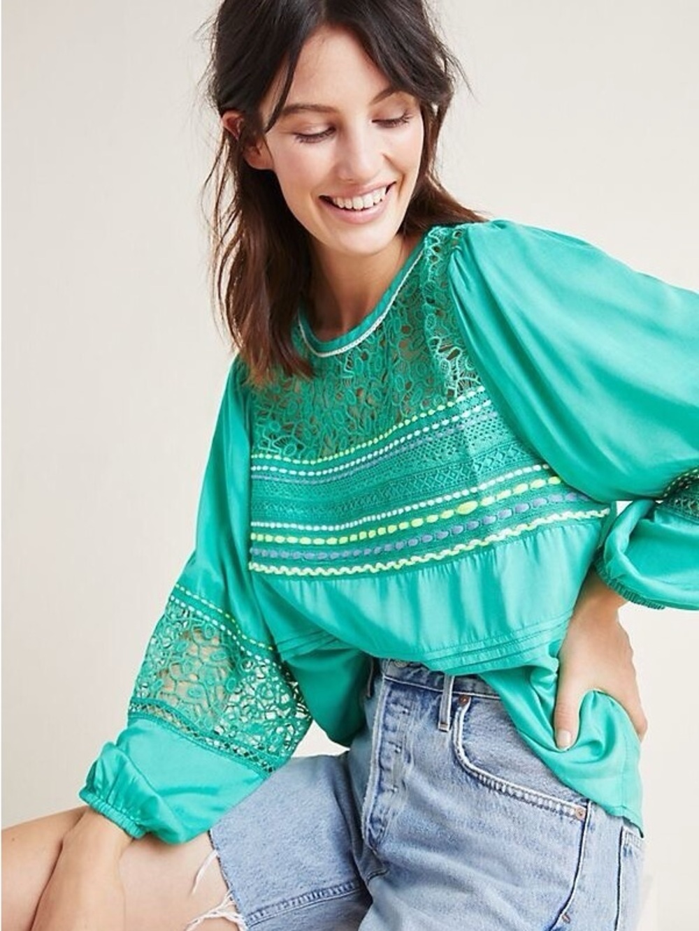 Anthropologie Blank London Sunshine Peasant Blouse XL